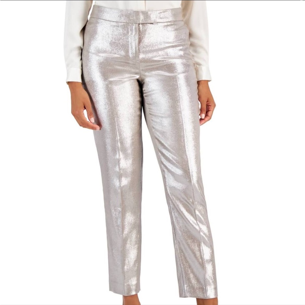 CHARTER club holiday pants silver new party classic straight